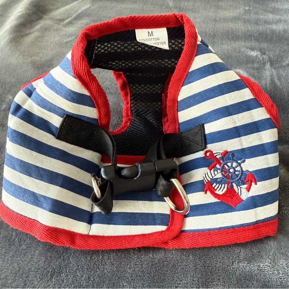 Striped Nautical Dog Harness Set
